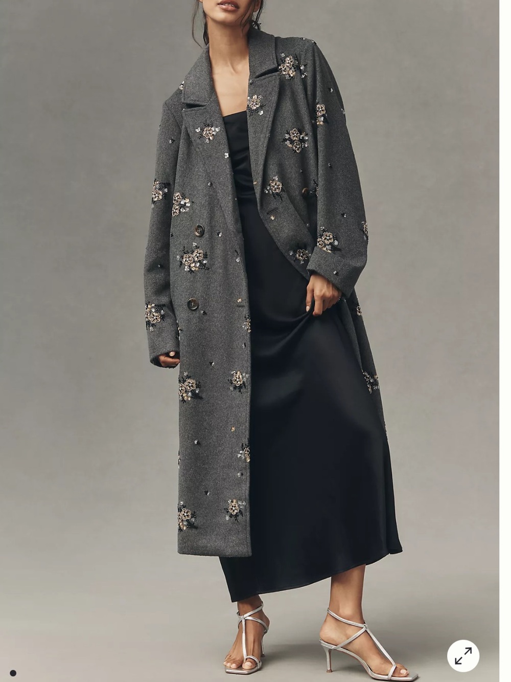 By Anthropologie Sequin Wool Blend Coat